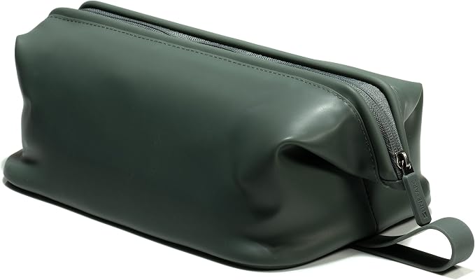 LINE+ARC Easy-to-Clean Silicone Dopp Kit (As Seen in Glamour and GQ) Extra-Wide Opening Anti-Stain (Forest, 3.5L) Toiletry Bag Travel Set Makeup Organizer Cosmetics Case Fabric Simple Hang Loop by LINEARC