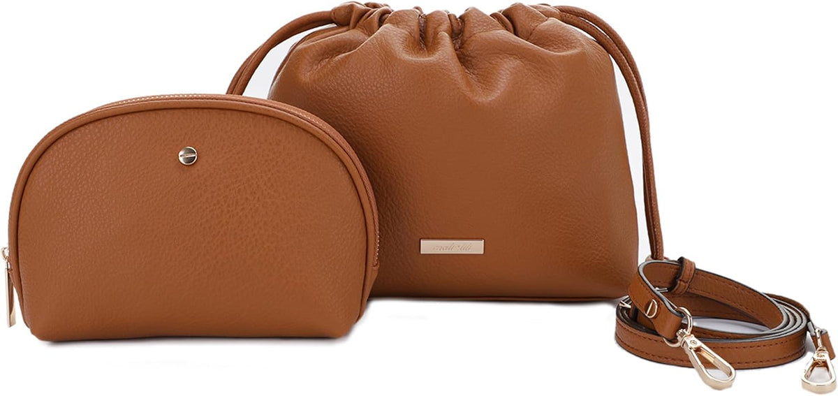 Mali+Lili Lola Beauty Bag Duo, Makeup Bag Travel Cosmetic Bag Set of 2, Vegan Leather Purse Crossbody Bags for Women and Girls, Cute Makeup Pouch, Travel Pouch, Crossbody Purses for Women | Duo by MaliLili