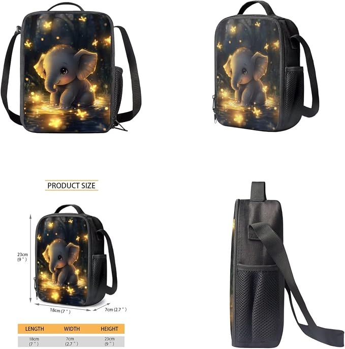 Cute Elephant Backpack for Kids Girls Backpack with Lunch Box Water Bottle Carrier and Zipper Pencil Case 4PCS Set Sturdy Bookbag with Front Pocket 17 inch Lightweight Elementary School Bag - Image 4