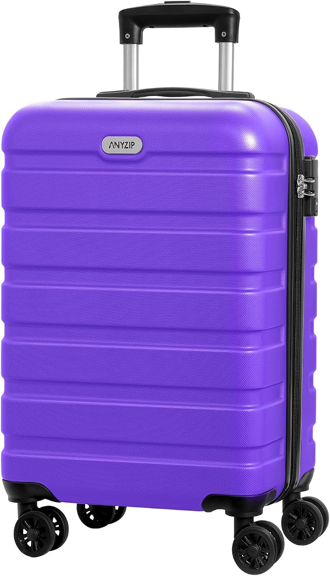 AnyZip Luggage PC ABS Hardside Lightweight Suitcase with 4 Universal Wheels TSA Lock Carry-On 20 Inch Violet Purple by YourBestTravelChoice