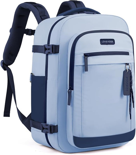 LOVEVOOK 40L Travel Backpack for Women & Men, Airline Approved Carry On Luggage, TSA Personal Item Bag fits 15.6 Inch Laptop, Waterproof Weekender Overnight Suitcase for Work, Blue by LOVEVOOK