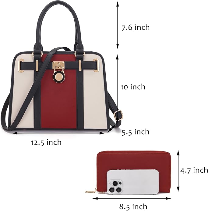 Qiyuer Structured Satchel Tote Handbags Set Women Purses with RFID Wallet | Premium, Sturdy, Spacious, Chic for Daily & Work, Vegan PU Leather, Multi-way Carry, Large Capacity RFID Wallet, Ideal Gift - Image 3