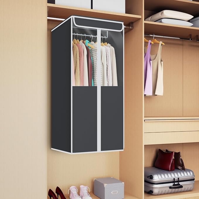 Univivi Garment Bags for Hanging Clothes, 2 Pack Large Clothes Storage Bags Closet Organizer with Clear Window, Premium Hanging Garment Storage Bag for Suits, Coats, Dresses, 40" (Dark Grey) - Image 2