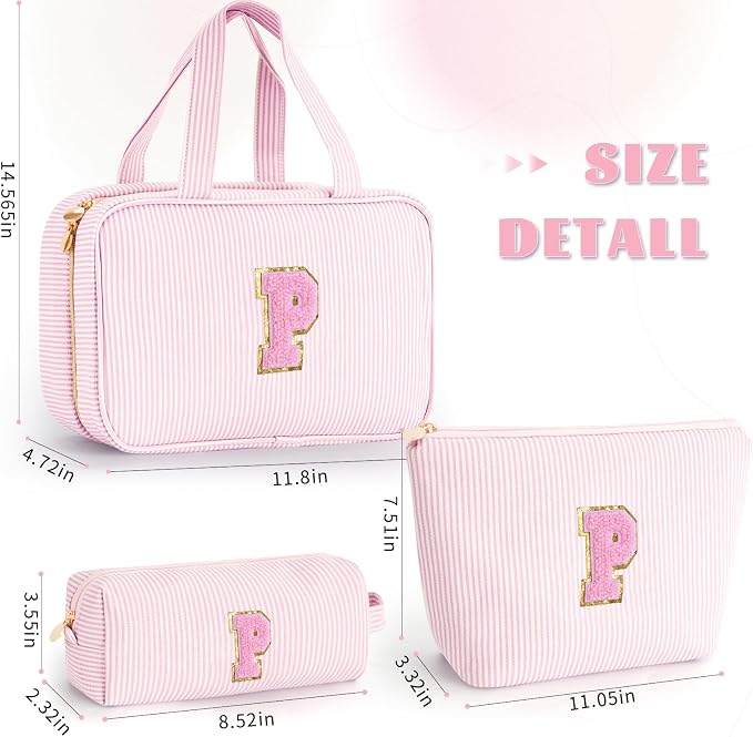 Gifts for Teen Girls Women - Travel Hanging Toiletry Bag & Makeup Bag - Personalized Initial Cosmetic Bag | Birthday Gift for Girl Trendy Stuff - Pink P - Image 6