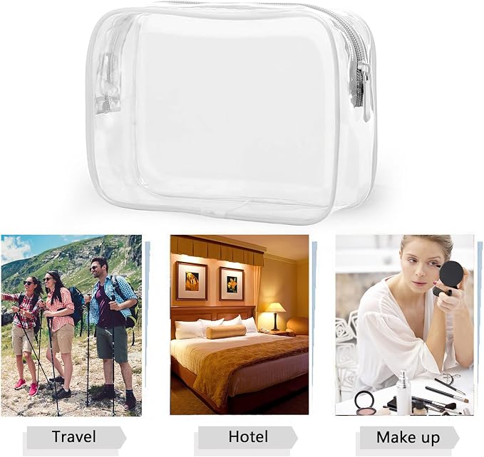 Tergy 20 Packs Clear Cosmetics Bags for Women Men Waterproof Toiletry Bags PVC Makeup Bags Organizer Case with Zipper for Travel Bathroom (White) - Image 5