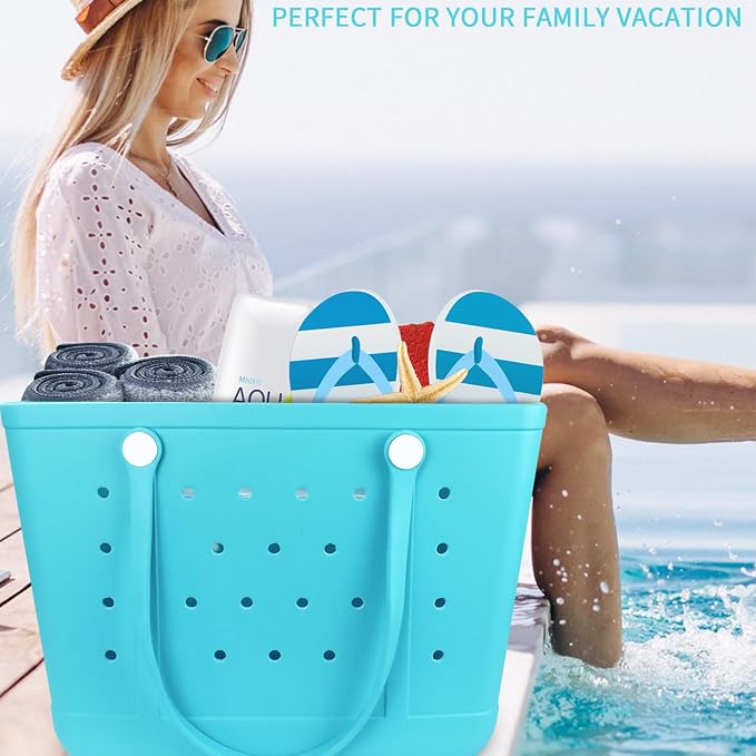 Beach Tote Bag for Women, Rubber Beach Bag Waterproof Sandproof, Extra Large EVA Tote Bag Boat Bag - Image 5