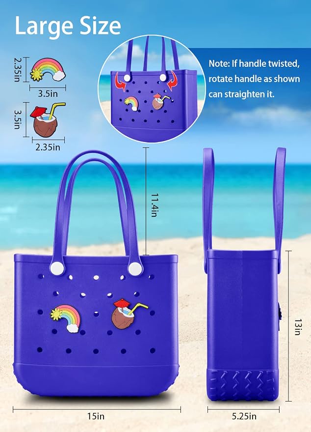 Baonat Beach Bag Rubber Tote Bag - Waterproof Travel Bag for Women Washable Tote Bag Handbag for Sports Beach Market Pool - Image 3
