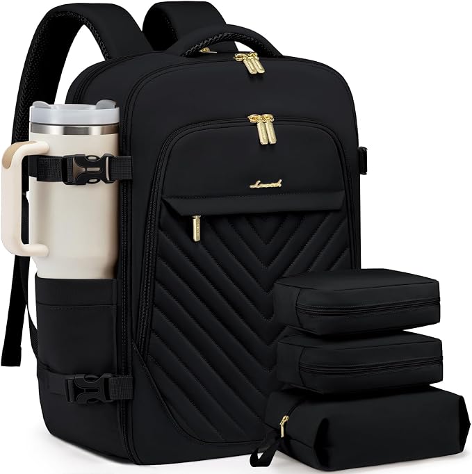 LOVEVOOK Travel Backpack for Women, TSA Personal Item Travel Bag fits 18" Laptop, Carry On Backpack for Weekender Business Hiking, Black by LOVEVOOK