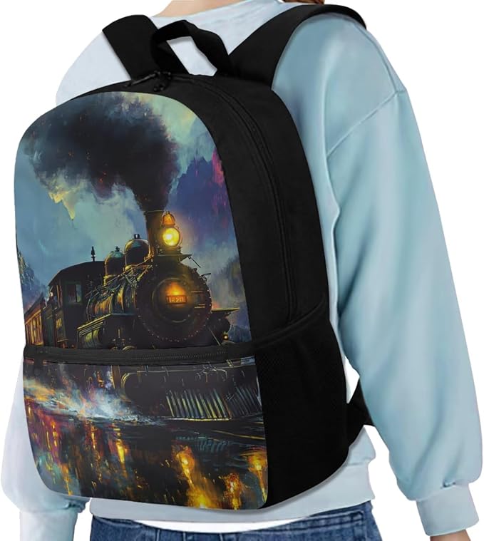 Train Backpack for Boys Kids Backpack with Lunch Box Water Bottle Carrier and Zipper Pencil Case 4PCS Set Bookbag with Front Pocket 17" Large Capacity Elementary School Bag for Back to School - Image 2