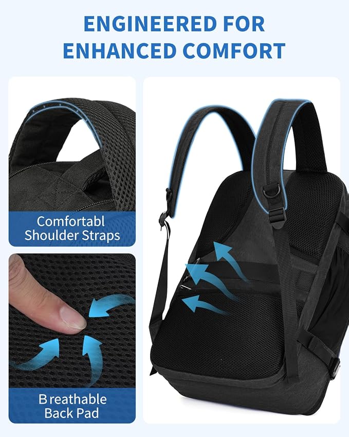 WANDF Travel Backpack For Spirit Airlines Personal Item Bag 18x14x8 with Wet Pocket, 17 Inch Laptop Backpack for Men Women | Frontier Airline Underseat Fit, Fits 17" Laptop, 180°Opening, Travel Backpack - Image 7