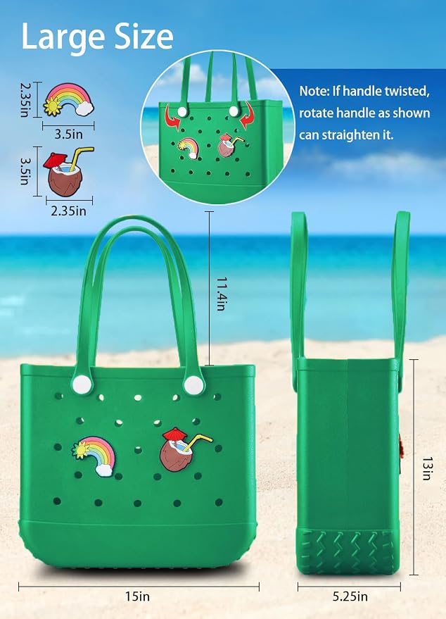 Baonat Beach Bag Rubber Tote Bag - Waterproof Travel Bag for Women Washable Tote Bag Handbag for Sports Beach Market Pool - Image 3