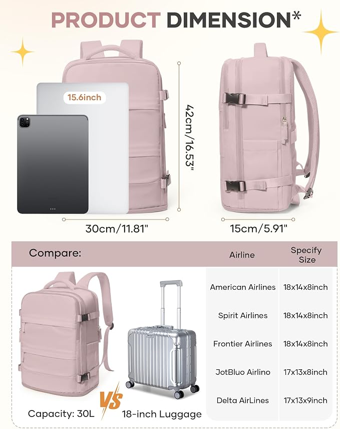 coofay Travel Backpack For Women Men Airline Approved Carry On Backpack Flight Approved Waterproof Sports Backpack Casual Daypack Small Hiking Backpacks - Image 4