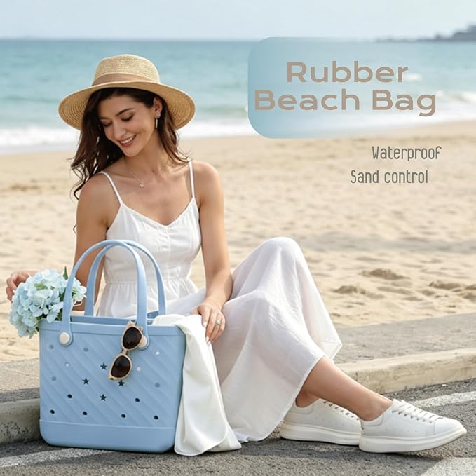 Rubber Tote Bag Extra Large & Medium, Waterproof Beach Bag for Women Men, Pool Travel Swim Silicone Tote - Image 5