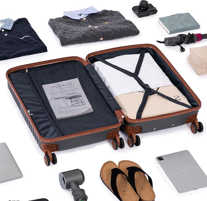 5 Piece Luggage Sets with Spinner Wheels and Tsa Lock, Hardshell ABS Suitcase Set, Lightweight Hardside Waterproof Travel Suitcases for Men Women, 20", 24", 28" Gray - Image 7