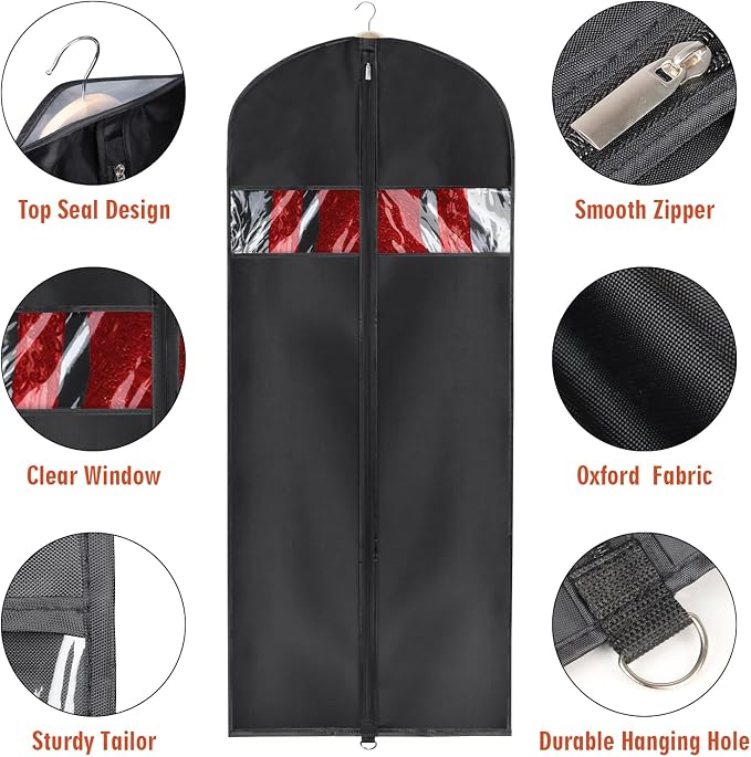 Univivi 16 Pack Suit Cover Bags 60 Inch Garment Bags for Hanging Clothes, Garment Bags for Women Dresses with Clear Window and ID Card Holder for Suit Jacket, Skirt, Shirt and Coat - Image 3