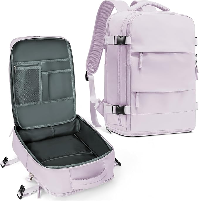 coowoz Large Travel Backpack For Women Men,Carry On Backpack,Hiking Backpack Waterproof Outdoor Sports Rucksack Casual Daypack Travel Essentials(Purple) by coowoz