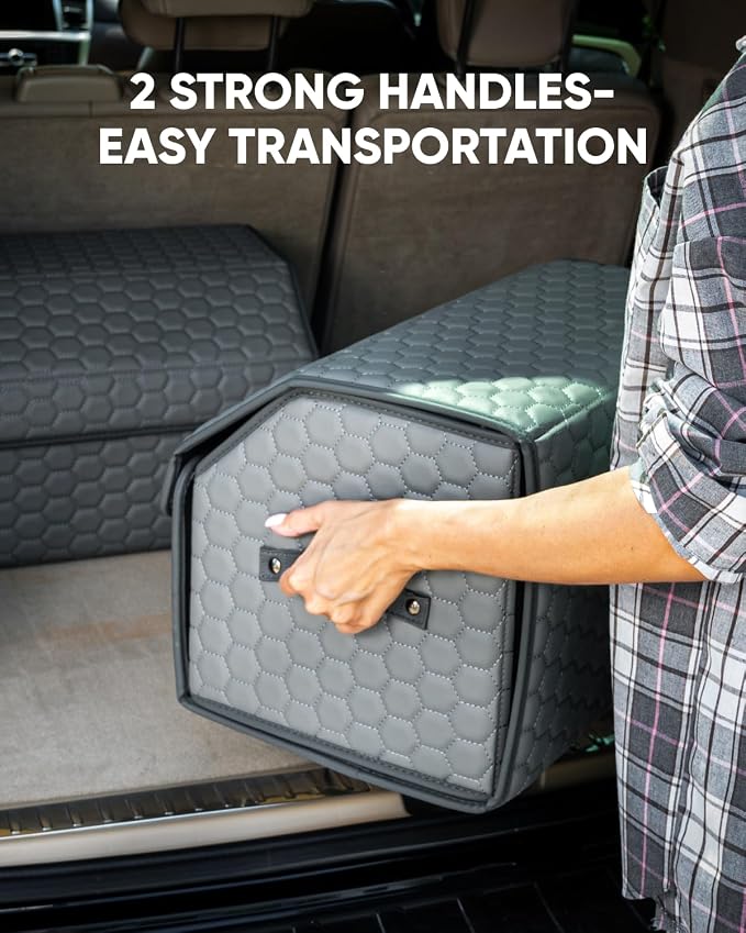 Owleys Foldable Trunk Organizer For Car - Trunk Organizers Car Storage - Collapsible Auto Trunk Organizer With Lid - Small And Large Cargo Organizer - Trunk Organization (Gray 21) - Image 8
