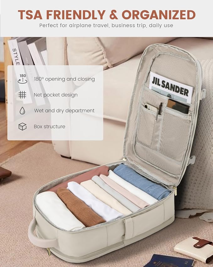 LOVEVOOK 50L Large Travel Backpack for Women Flight Approved, Carry on Backpack for Airplanes, Personal Item Travel Bag, Waterproof 18 Inch Laptop Backpack, Business Weekender Overnight Daypack, 4Pcs - Image 3