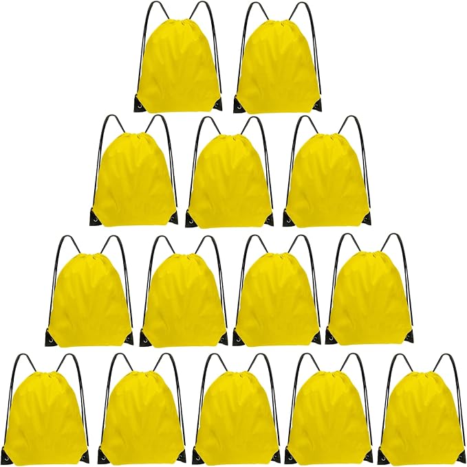 Grneric Drawstring Bags Bulk 14 Pcs Drawstring Backpack Bulk Cinch Bag Sackpack for Men Women Gym (Yellow) by Grneric