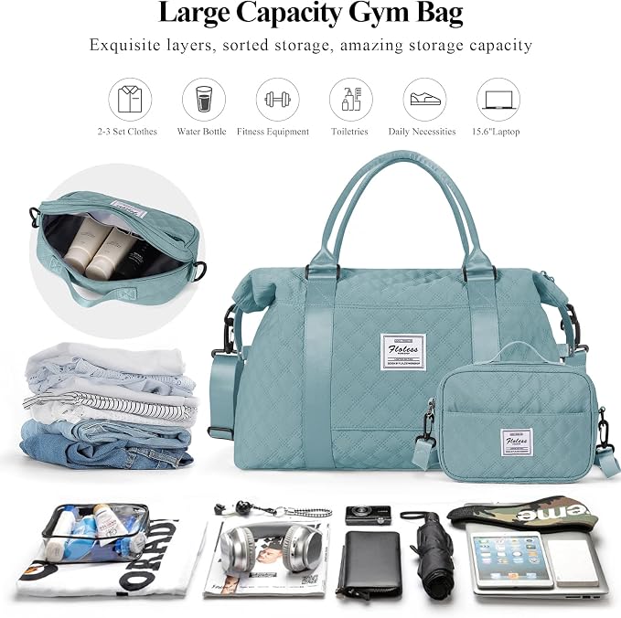 Travel Duffel Bag, Carry On Overnight Weekender Bags for Women | Travel Bag with Wet Pocket & Trolley Sleeve, For Spirit Airlines 18x14x8 Personal Item Bag - Image 2
