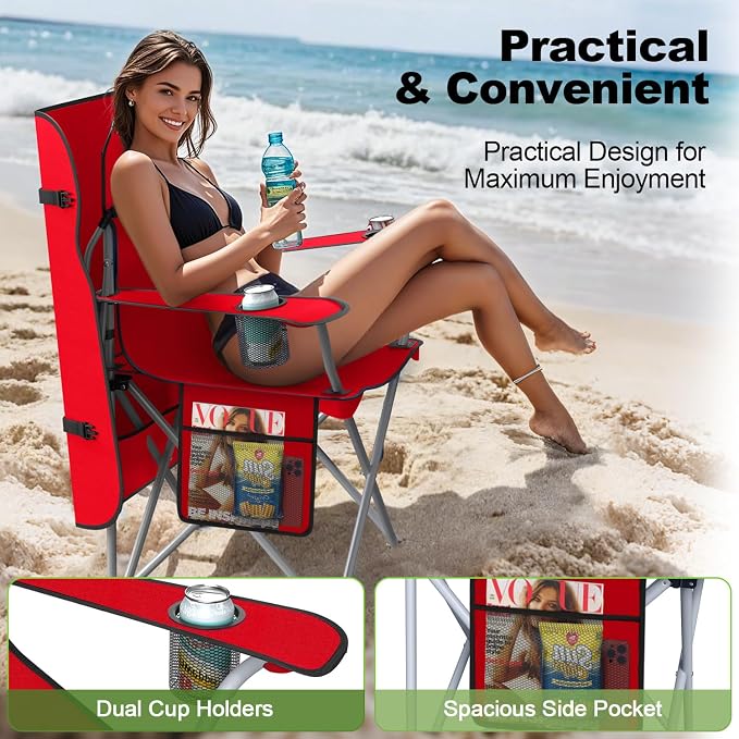 VTOY Portable Camping Chair with Canopy - Folding Chair with Canopy, Durable 600D Oxford Canopy Chair for Camping, Beach, Picnics, Fishing & Sports - Image 7