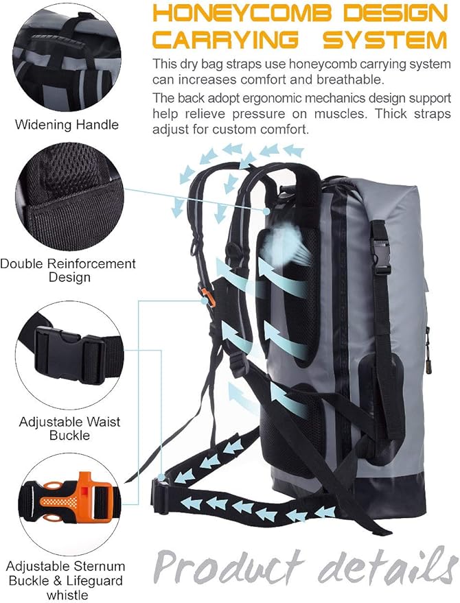 IDRYBAG Waterproof Backpack for Men 20L/30L/40L, Floating Dry Bag Kayak, Dry Backpack Hiking - Image 2