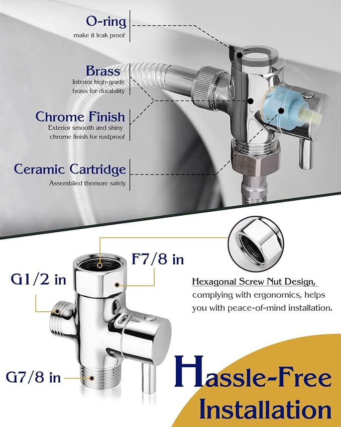 Handheld Bidet Sprayer for Toilet, Muslim Shower Bidet Attachment for Toilet, Cloth Diaper Toilet Sprayer, Jet Spray for Toilet with Bidet Hose for Feminine Wash (Chrome)