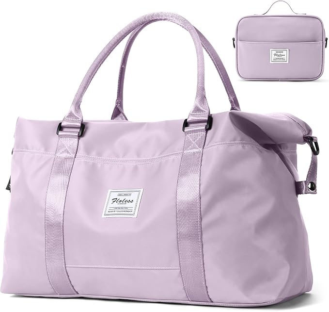 Travel Duffel Bags for Women,Weekender Overnight Bag with Wet Pocket & Toiletry Bag,Carry On Personal Item,Light Purple by HYC00