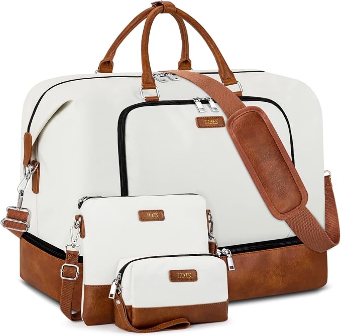 Travel Weekender Bag for Women, 21" Overnight Bag with Shoe Compartment 50L Large Travel Duffel Bag Carry On Tote for Weekend, Overnight, Business Trips, Water Resistant by TIBES