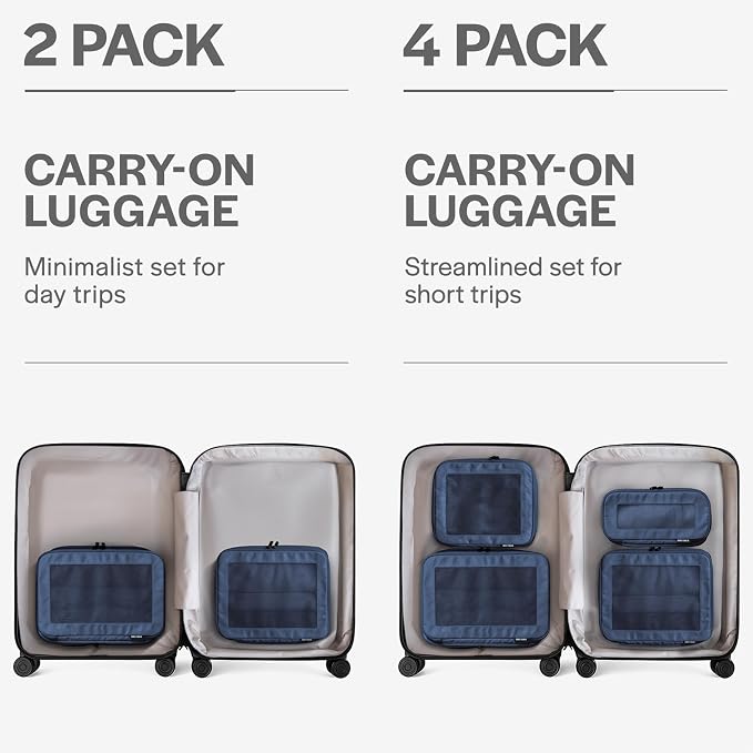 Aerotrunk Compression Packing Cubes for Travel - Luggage Organizer Bags - Double Zipper Packing Cubes for Suitcases (2-Pack, Dark Blue) - Image 4