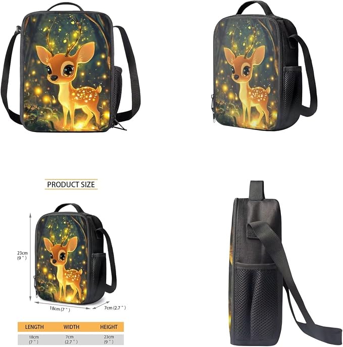 Yellow Deer Pre School Backpack for Girls with Lunch Box Fashion Trend Bookbags for 6Th Grade Kids Lightweight Casual Daypack with Zip Front Pocket Aesthetic New Semester Gifts Bag - Image 4