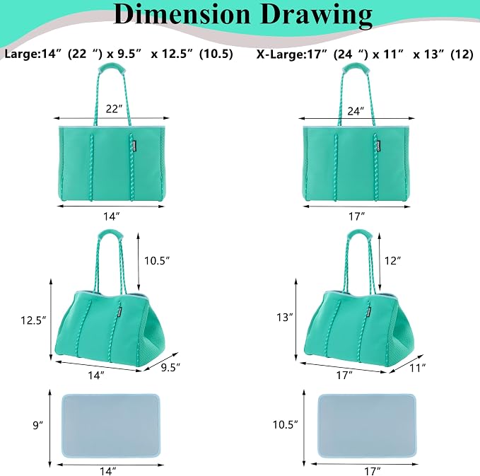 QOGiR Neoprene Multipurpose Beach Bag Tote with Inner Zipper Pocket … … … … - Image 3