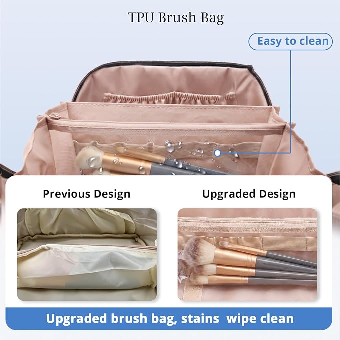 Personalized Gift Travel Makeup Bag: Initial Makeup Organizer Bag for Women | 3-in-1 Custom Make up Bag Set - Vegan Leather Travel Cosmetic Bag - Luxury Gift for Women – Birthday, Anniversary, Graduation - Image 4