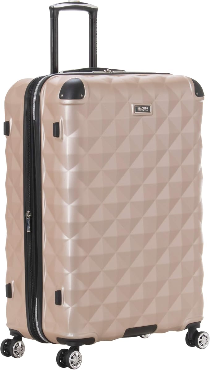 Kenneth Cole REACTION Diamond Tower Collection Lightweight Hardside Expandable 8-Wheel Spinner Travel Luggage, Rose Gold, 28-Inch Checked - Image 3