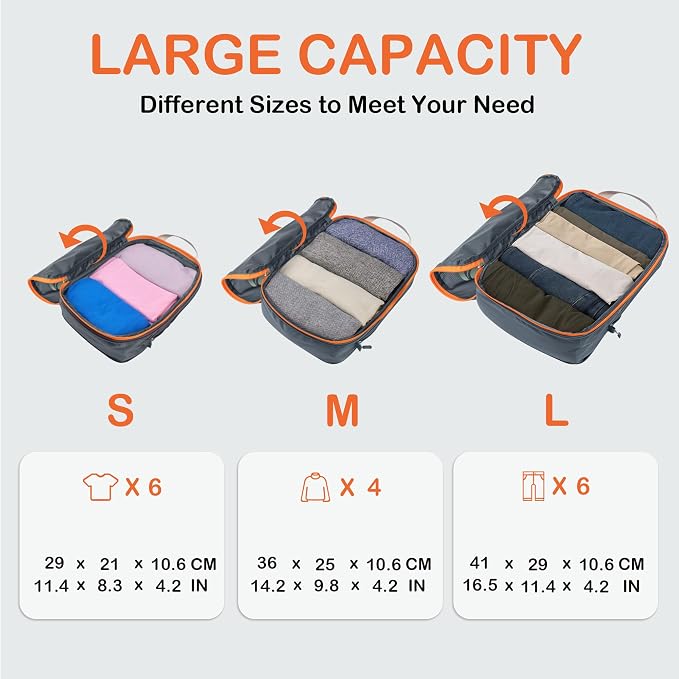 Cipway Compression Packing Cubes, Ultralight Luggage Organizer Bags, Travel Essentials for Carry on Suitcase (3 Piece,Gray) - Image 6