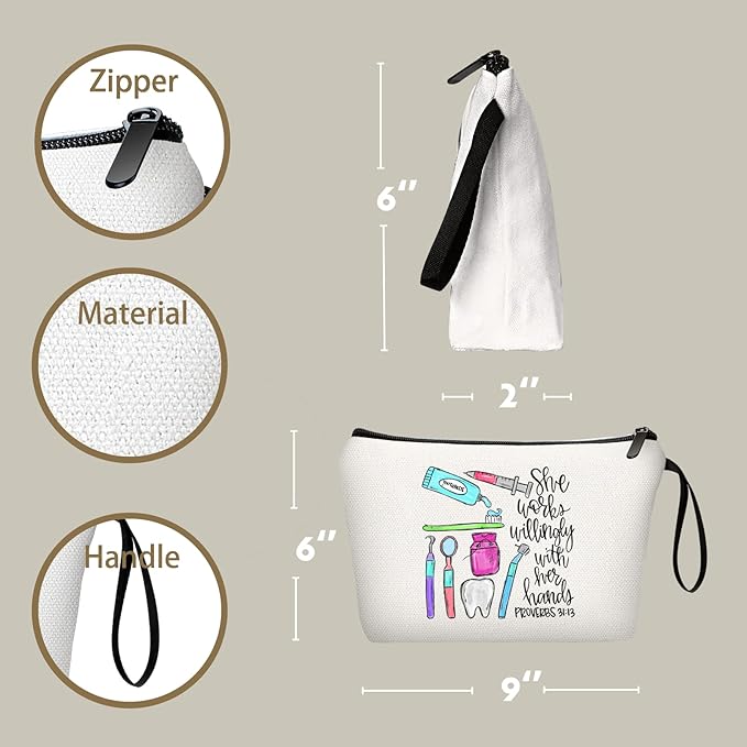 Dental Hygienist Dentist Assistant Teeth Appreciation Thank You Gifts for Female Friend Sister Coworkers Small Cosmetic Makeup Bag Christmas