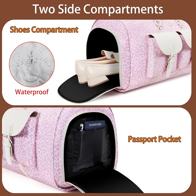 Garment Duffel Bag for Travel - ITIEZY Convertible Carry on Garment Duffel Travel Bag for Women Men Large Weekender Bag with Shoes Pouch 2 in 1 Hanging Suit Travel Duffel Bag 3pcs Set - Image 4