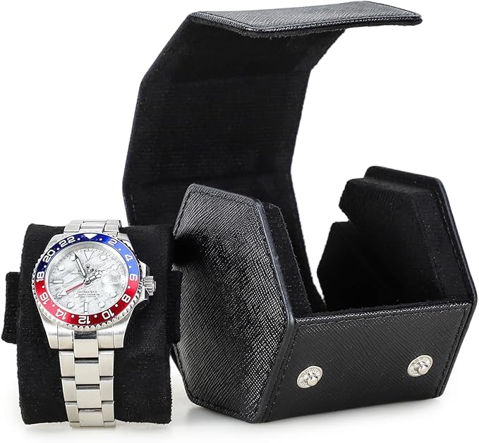 Hiram Genuine Leather Saffiano Leather Watch Roll Travel Case, Leather 1-Watches Roll Case for Treasured Watches and Bracelets(Black) by Hiram