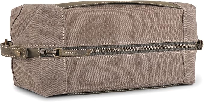 Londo Travel Toiletry Bag, Top-Grain Leather & Canvas Hanging Dopp Kit, Bathroom Case, & Makeup Organizer, Unisex - Image 4