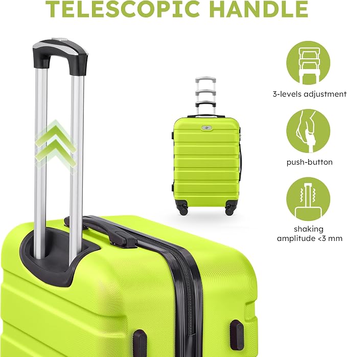 Suitour 4 Piece Luggage Sets, Hard Shell Suitcase Set with Spinner Wheels 16 20 24 28inch Travel Sets(Green) - Image 4