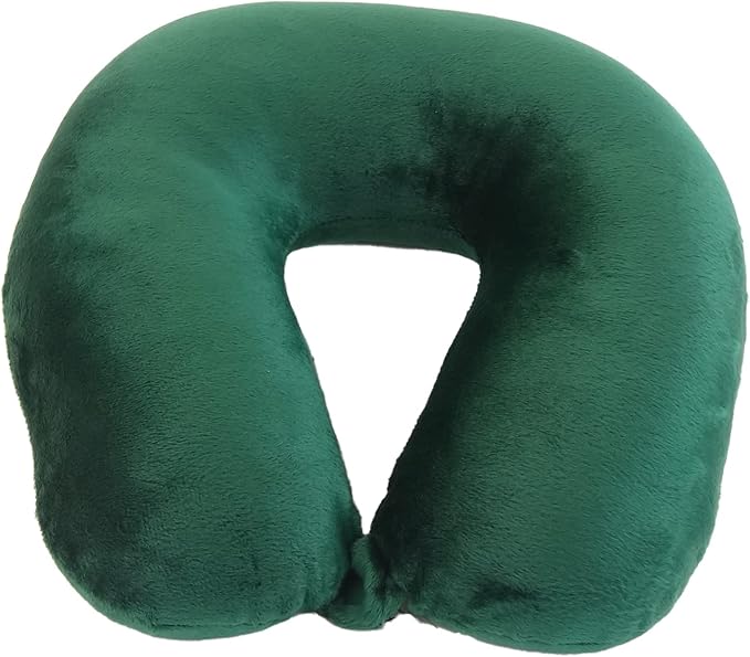 Wolf Essentials Adult Cozy Soft Microfiber Neck Pillow for Travel – Compact, Machine Washable - Perfect for Airplane, Car, or Home Use - Filled and Finished in The USA – Green - Image 4