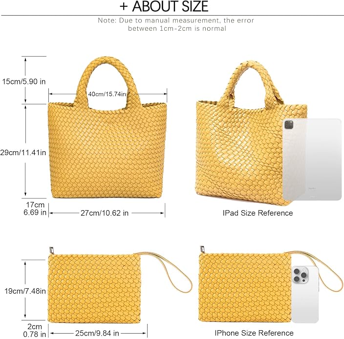 JINMANXUE Fashion Woven Bag Shopper Bag Travel Handbags and Purses Women Tote Bag Large Capacity Shoulder Bags - Image 4