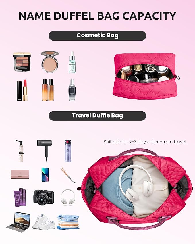 Gifts for Teen Girls 12-14, Birthday Gift-Initial Travel Bag with Shoe Compartment, Personalized Weekender Bag, Monogram Overnight Bag for Women, Letter Travel Bag with Makeup Bag (Letter M) - Image 4