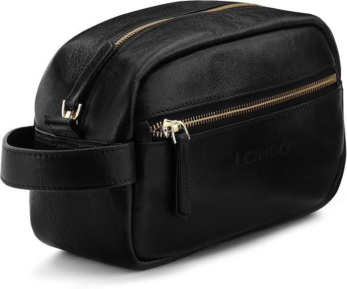 Londo Genuine Leather Travel Toiletry Bag – Makeup, Shaving Organizer, Dopp Kit for Men & Women, Durable & Stylish Travel Accessory by Londo