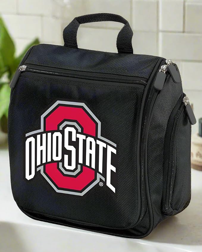 Broad Bay Official Ohio State Toiletry Bag Hanging Travel Organizer | Buckeyes Fan Gift, 1680D Ballistic Polyester, Clear Pockets, Side Zip Storage, Grooming, Shaving, Cosmetics, Alumni Gift - Image 3