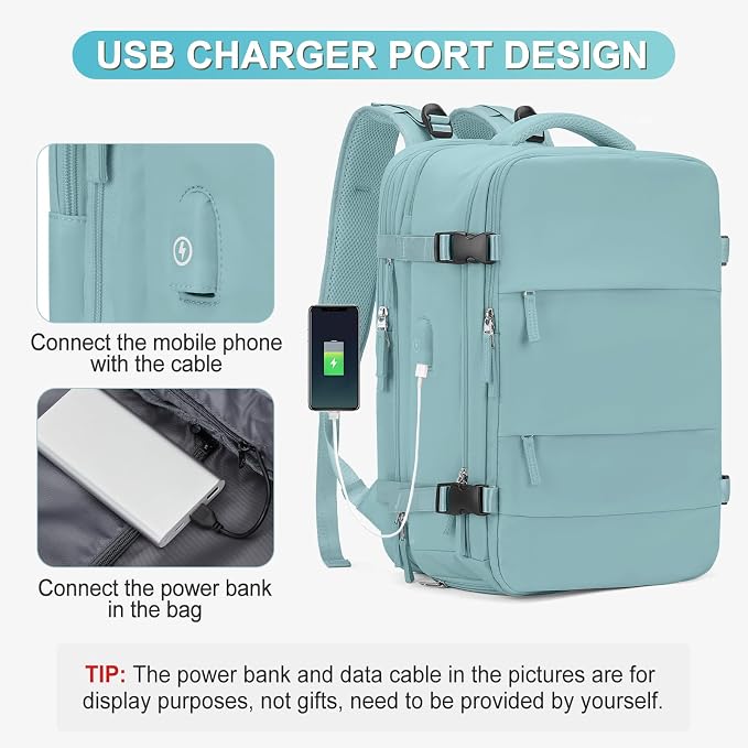 coofay Expandable Backpack For Traveling On Airplane Travel Backpack For Women Men Airline Approved Carry On Bags For Airplanes Gym Bag With Shoe Compartment Waterproof Hiking Backpack Essentials - Image 6