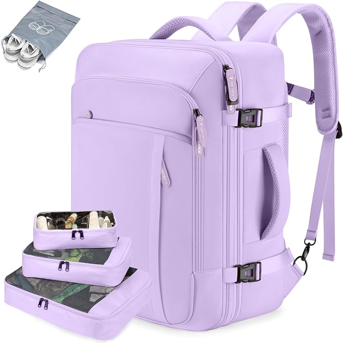 Lumesner 40L Expandable Carry On Travel Backpack with 4 Packing Cubes | Flight Approved, Fits 17 inch Laptop, Water-resistant, Suitcase Backpack, Business Weekender Luggage, Gift for Men & Women by Lumesner
