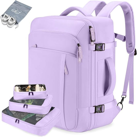 Lumesner 40L Expandable Carry On Travel Backpack with 4 Packing Cubes | Flight Approved, Fits 17 inch Laptop, Water-resistant, Suitcase Backpack, Business Weekender Luggage, Gift for Men & Women by Lumesner