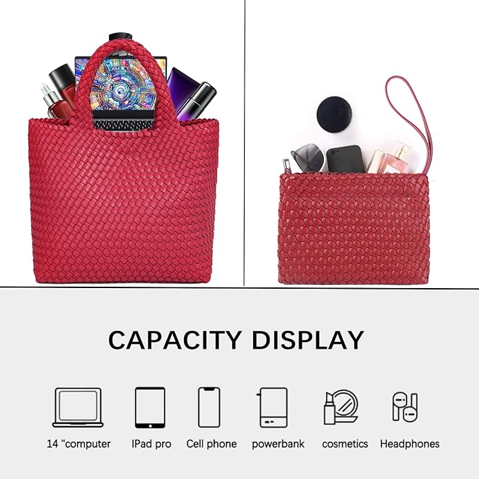JINMANXUE Fashion Woven Bag Shopper Bag Travel Handbags and Purses Women Tote Bag Large Capacity Shoulder Bags - Image 5