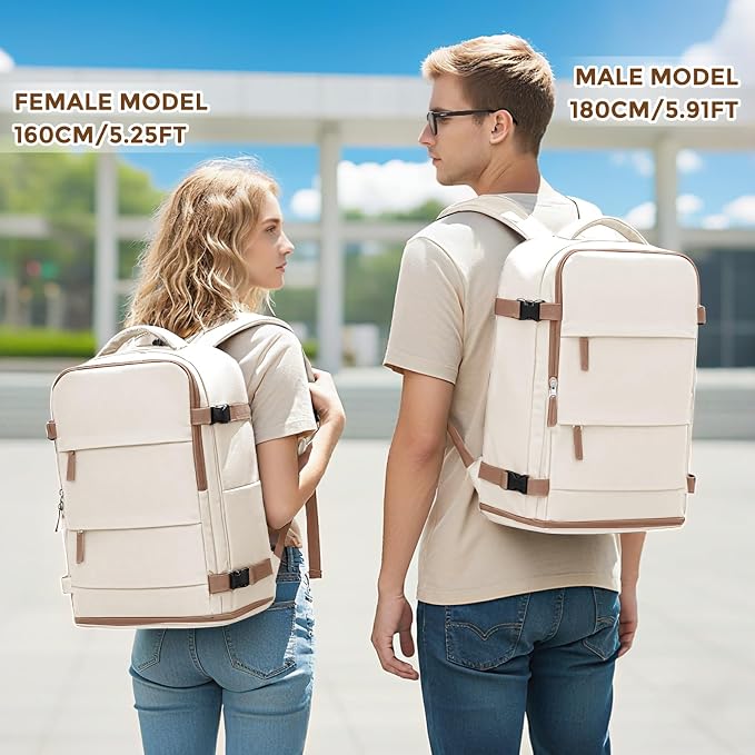 coowoz Travel Backpack For Women Men,Carry On Backpack,Hiking Backpack Outdoor Sports Rucksack Casual Daypack travel essentials(Beige Brown) - Image 3